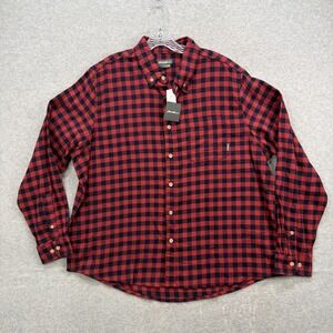 Eddie Bauer Flannel Shirt Mens XXL Red Navy Buffalo Plaid Lumberjack Cabin NEW